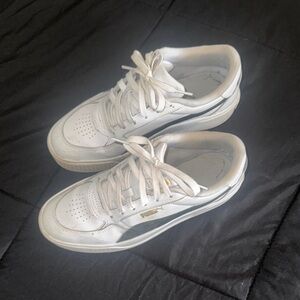 Puma White and Gold Casual Sneakers